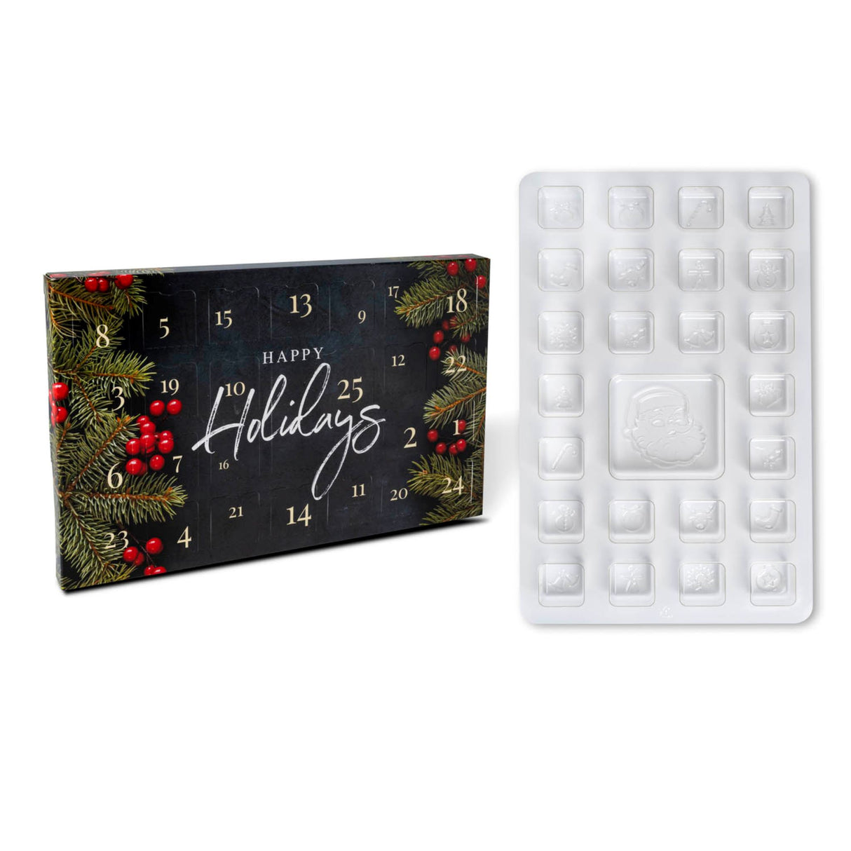 25 day Wax Melt Advent Calendar - Holly Berries Wax Melt Clamshell NI Candle Supplies 